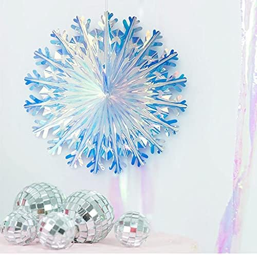 HONGTAO Holografikus Snow Ball Lóg Díszítéssel, Csillogó, Színjátszó Fehér Fólia Mennyezet Dekoratív Dísz Díszítésére Parti Helyszín(12,5