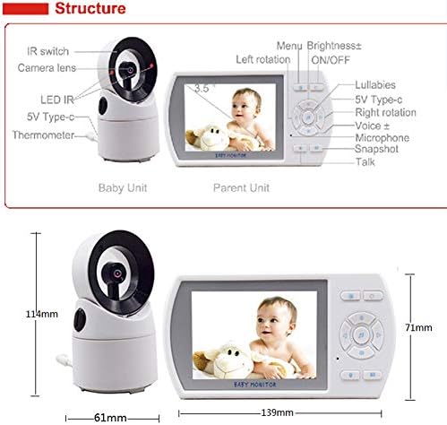 DBM-TOR 3.5 Színes LCD Baby Monitor Videó Dadus Biztonsági Kamera, Két Módon Beszélni Hőmérséklet Ellenőrzés éjjellátó Nagy Felbontású