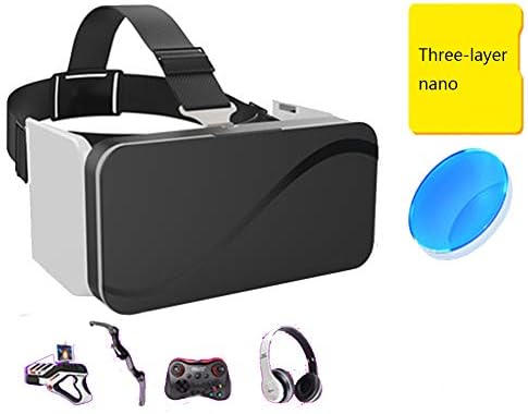 YANJINGYJ 3D-s VR Szemüveggel Virtuális Valóság Szemüveg, Fej-Szerelt Összecsukható Támogatása 4.7-6.0 hüvelykes iPhone/Android Telefon,Fekete,Package7