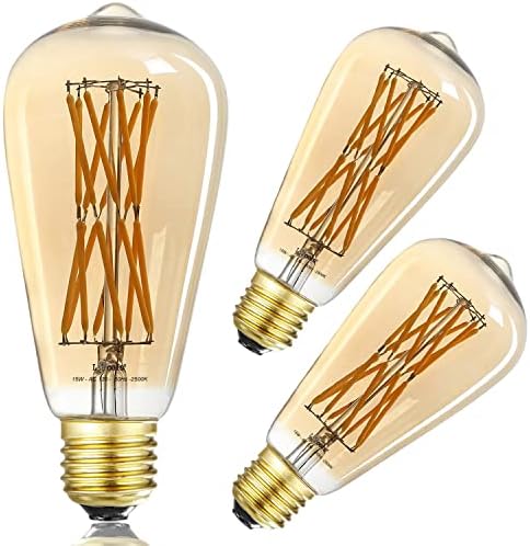 LEOOLS Szabályozható Vintage Edison LED Izzó 15W,Egyenértékű 120 Watt, 2500K Meleg Fehér(Sárga Arany, Üveg) Antik Stílusú ST64 LED