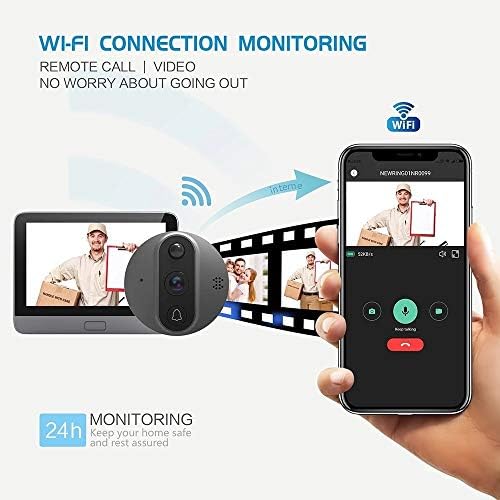 Okos WiFi Videó csengő Kukucskálón Csengő Néző Haza PIR Mozgásérzékelő Biztonsági Monitor Észlelési Tuya APP Remote Control (Szín