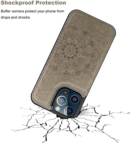 Vaburs Kompatibilis az iPhone 13 Pro Max Esetben Tárca a Kártya Birtokosa, Dombornyomott Mandala Minta Virág PU Bőr Dupla Gombok Flip
