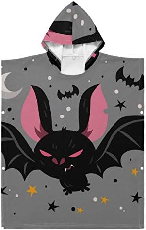 LORONA Gyerekek, Tizenévesek, Poliészter-Pamut Keverék Félelmetes Halloween Bat Lapos Design, Strand Törülköző Köpeny Takaró Hordható