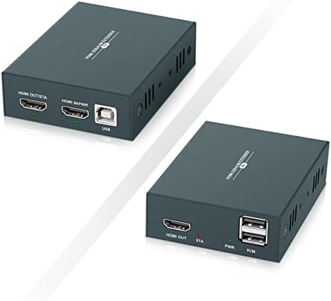 GREATHTEK HDMI KVM Extender 1080P @ 60Hz Át Egyetlen Cat5E/6/7 Ethernet Kábel 50m/165ft a Hurkot, Ki & POC Funkció - USB Billentyűzet