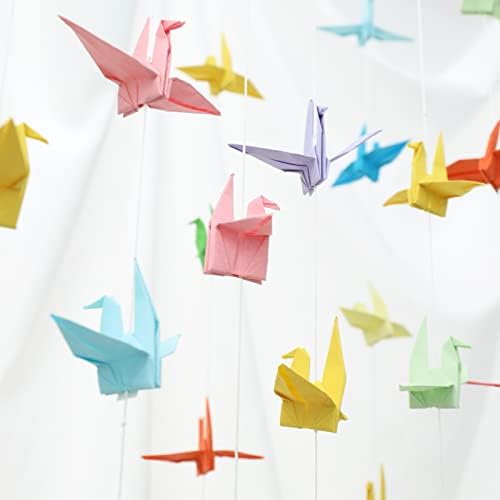 Whaline Origami Papír Daruk Füzér (5 Húrok 50Pcs) Szivárvány előre elkészített Összekulcsolt Kézzel készített Madarak Lógnak Streamer