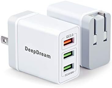 USB Fali Töltő 30W, DeepDream 3-Port Fali Töltő Adapter Támogatja a Gyors Töltés 3.0, Gyors Töltés Blokk Kompatibilis Galaxy S10e/S10/S9/S8/Plus/Megjegyzés: