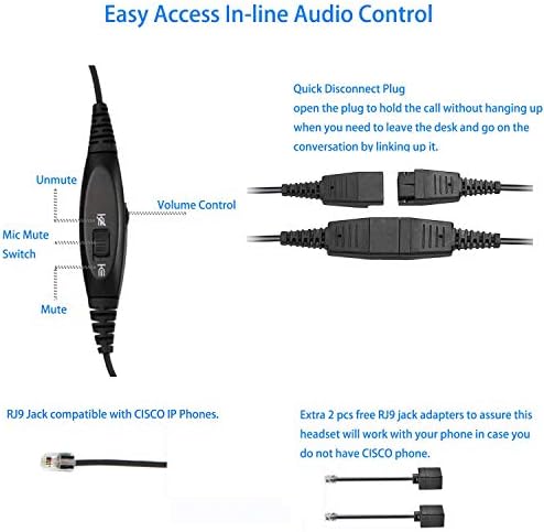 Jaracom Egyetlen Fül Call Center, Vezetékes Headset zajszűrős Mikrofon, RJ9 Telefon Fülhallgató a Vezetékes telefon a hangerőszabályzót,