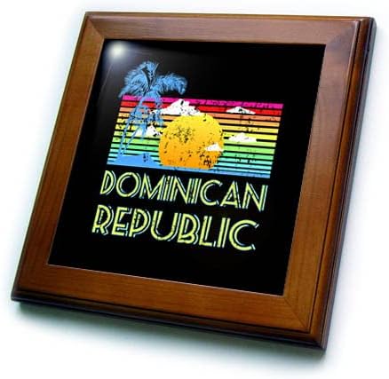 3dRose Egy Retro Karibi Tengerparton Design A Trópusi Dominikai. Keretes Lapok (ft_353167_1)